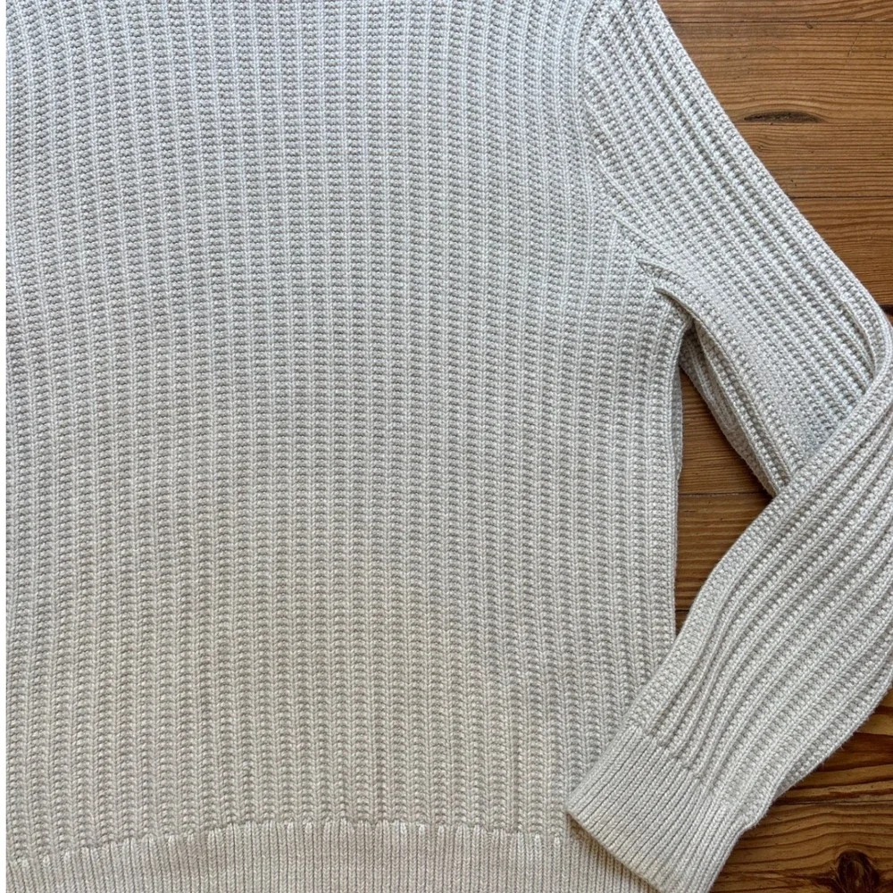 J Crew‎ Shaker Stitch Sweater Mens Cream Cotton Knit Crewneck SIZE XL